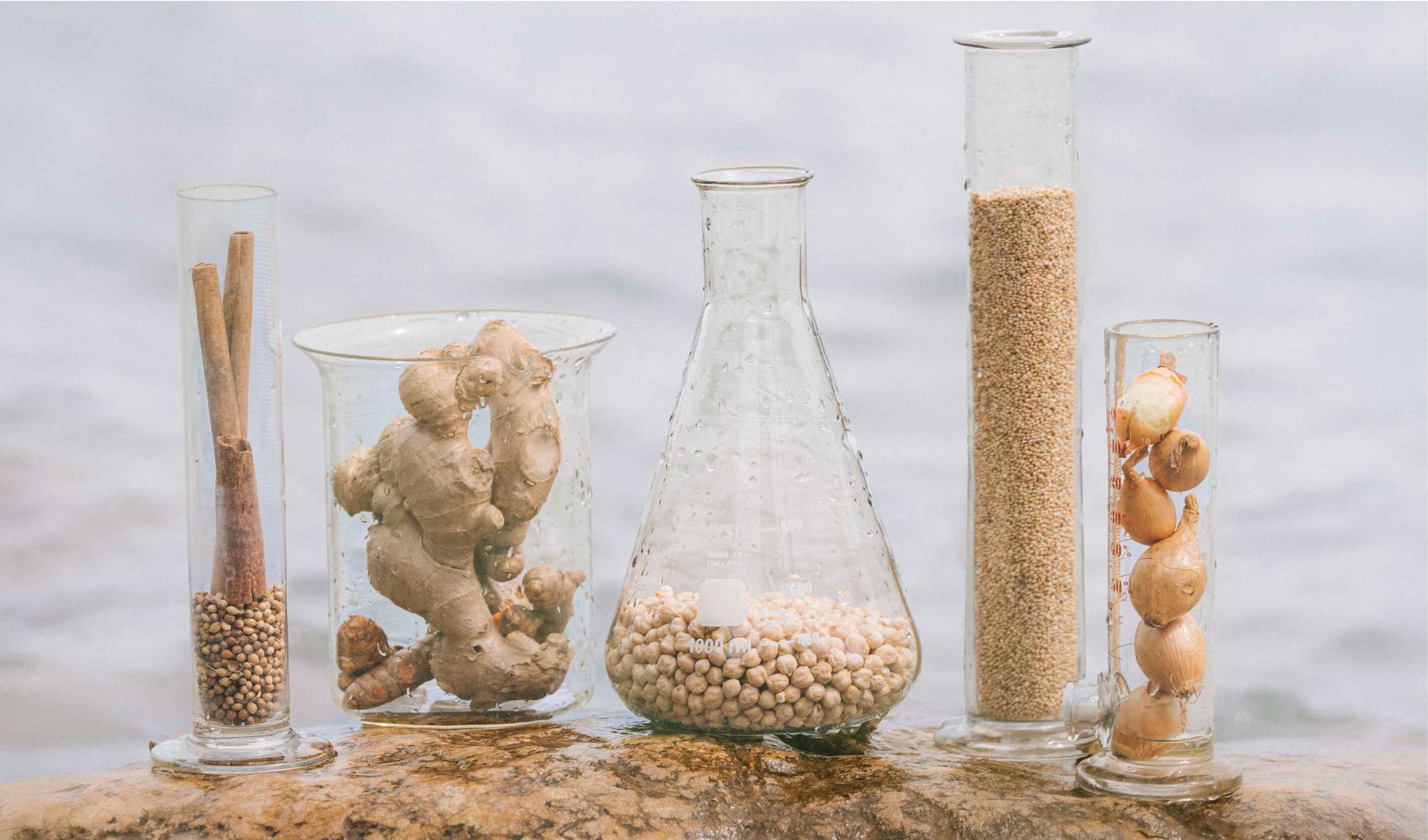 Natural ingredients in lab glassware Yanaa UK