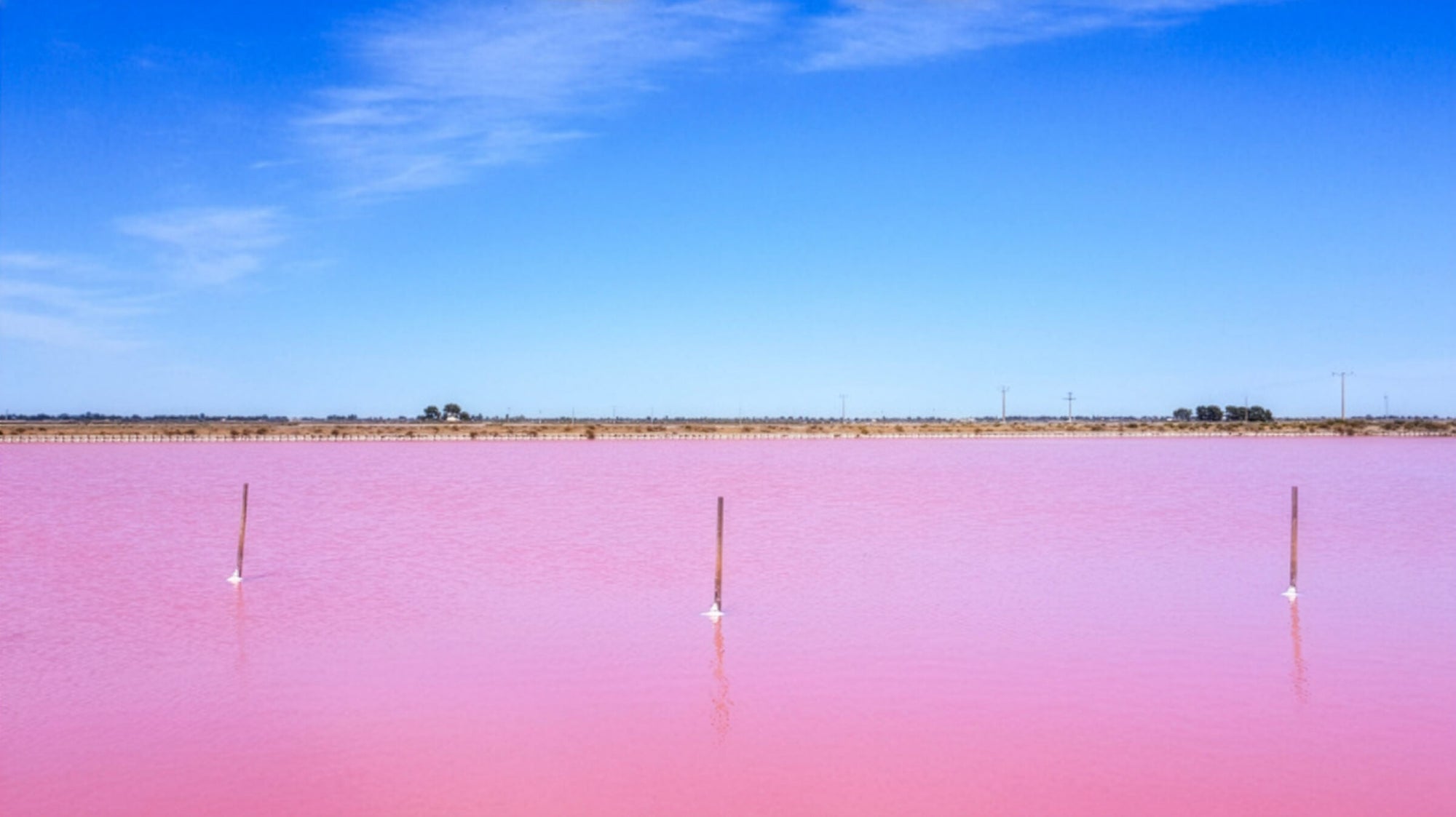 Lagune rose de Camargue, créée par l’évaporation naturelle de l’eau de mer et riche en sels minéraux naturels.