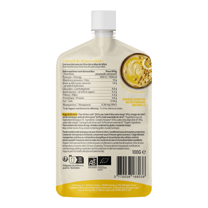 Sachet Yanaa Citron &amp; Huile d’olive, verso avec tableau nutritionnel France